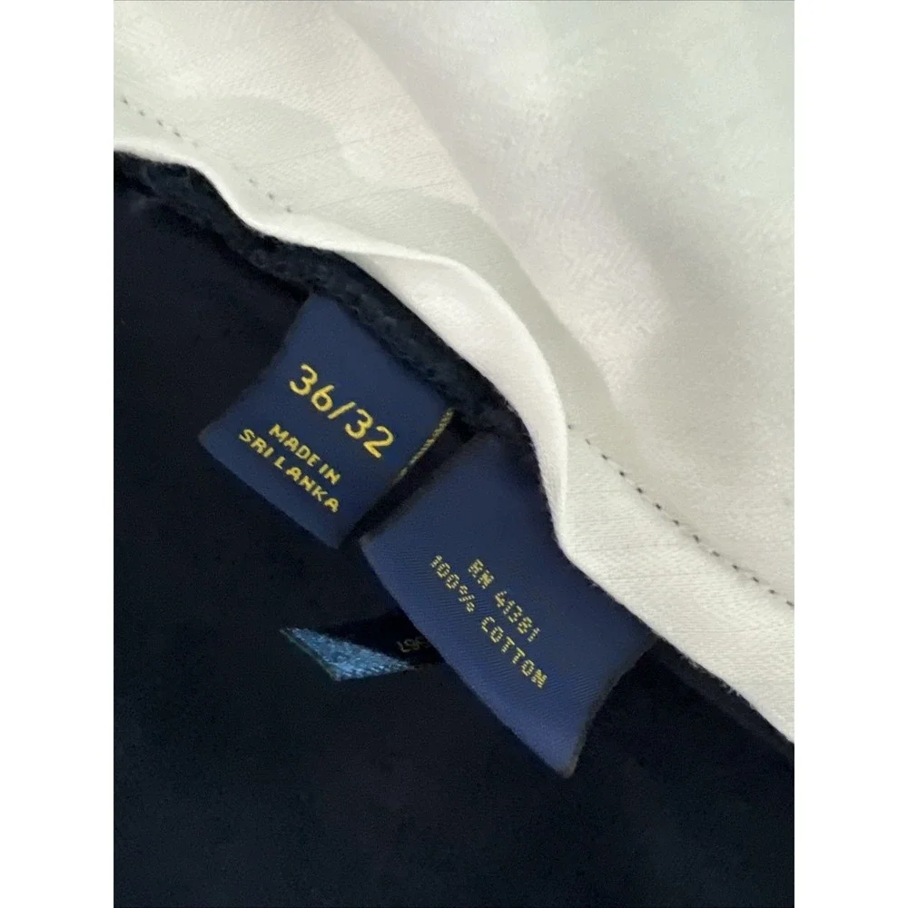 Polo Ralph Lauren Mens Cotton Pleated Pants Actual 36x30 1/2 Navy Blue Chino D27